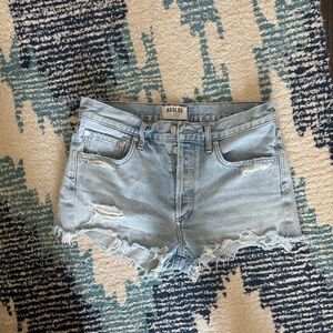 Agolde Distressed Parker cutoff Light Blue Jean Shorts 26